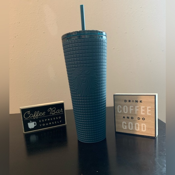 Starbucks Other - NWT Starbucks Winter 2023 Navy Blue Soft Touch Grid Tumbler 24 oz